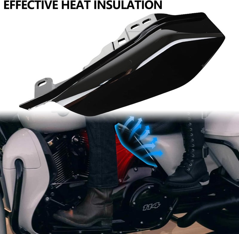 MOCODUO Motorcycle Mid Frame Air Deflectors Heat Shields Kits Fit for Harley Davidson Touring Street Glide Road Glide Electra Glide Road King Ultra Limited Tri Glide CVO 2009-2024 Gloss Black - Image 5